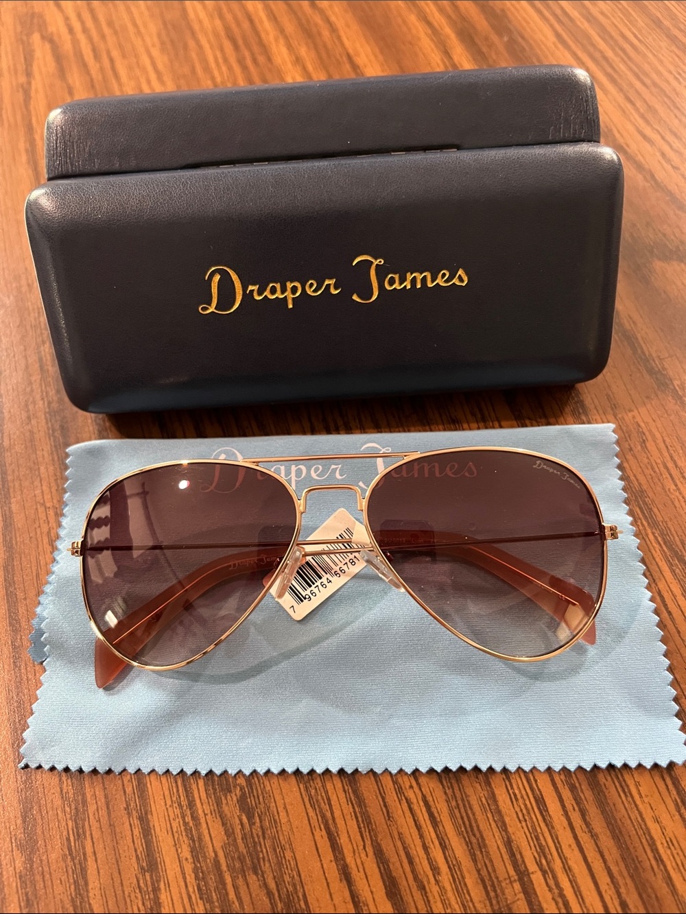 Draper James Gold Frame Aviator Sunglasses with Brown Lenses